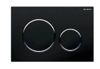 Geberit Sigma 20 plaque de commande - noir mat - avec 2 touches - synthétique anneaux design chromé brillant