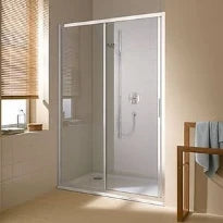 Kermi Cada XS G2L porte coulissante 1200 x 2000 mm - réglage 1160-1210 mm - SIHG ESG clair clean 2 parties avec partie fixe gauche - profilé: argent poli