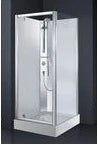 Novellini Carat cabine de douche 900 x 900 x 2060 mm - chromé mat - verre de sécurité avec thermostat,paroi arrière en verre et set de raccordement