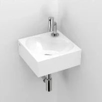Clou Flush 5 lave-mains d'angle 270 x 270 x 100 mm - blanc - céramique - avec trou de robinet - sans trop-plein - avec bouchon