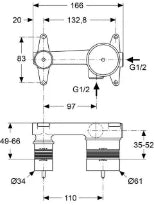 MELANGEUR DE LAVABO A ENCASTRER IDEAL STANDARD chromé pour mitigeur mural Strada
