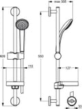 Ideal Standard IdealRain set de douche 1 fonction 60  chromé barre de douche avec douchette et flexible