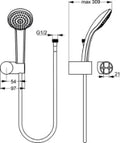 Ideal Standard IdealRain set de douche 1 fonction chromé avec douchette,metalflex et support mural
