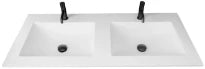 Procasa Solid table-vasque en surface solid avec 2 vasques 1400 x 500 x 20 mm - blanc mat - avec trous de robinet
