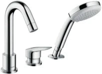 Hansgrohe Logis mitigeur bain 3-trous avec douchette chromé à monter sur gorge, sailli 111mm, débit 22L/min