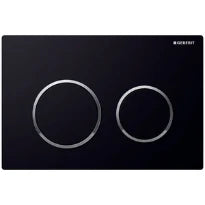 Geberit OMEGA 20 plaque de commande noir 2 touches plastique noir/chromé brillant/noir