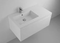 Procasa Quadra table vasque marbre de synthèse avec 1 vasque gauche 900 x 500 mm - blanc