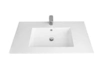 Procasa Quadra table vasque marbre de synthèse avec 1 vasque centrale 900 x 500 mm - blanc mat