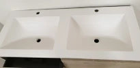 Procasa Solid table-vasque en surface solid avec 2 vasques 1200 x 500 x 20 mm - blanc mat - avec trous de robinet