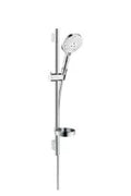 Hansgrohe Select S 120 set de douche Unica'S Puro 3 jets 65CM  blanc/chromé avec barre murale, porte-savon, flexible 160CM