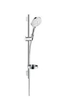 Hansgrohe Select S 120 set de douche Unica'S Puro 3 jets 65CM  blanc/chromé avec barre murale, porte-savon, flexible 160CM