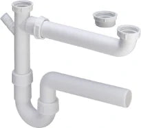 Viega PP siphon tubulaire double avec WMA 6/4 x 40 mm - blanc - évacuation horizontale