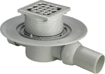 Viega Advantix siphon de sol - horizontal - avec bride de serrage - avec rehausse 100 x 100 - grille inox - garde d'eau 30 mm