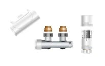 Radson set de vanne ral 9016 blanc signalisation équerre avec capuchon et tête thermostatique (598000)