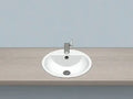 Laufen Form lavabo encastré rond 450 mm - blanc - acier émaillé - avec trou de robinet - avec trop-plein - émaillé intérieur/extérieur