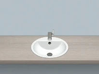 Laufen Form lavabo encastré rond 450 mm - blanc - acier émaillé - avec trou de robinet - avec trop-plein - émaillé intérieur/extérieur