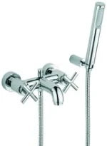 MELANGEUR BAIGNOIRE DUO-COMMANDE FONTE QUATTRO chromé montage mural-set de douchette-clapets anti retour