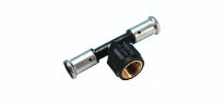 Henco PVDF à sertir té réduit avec filetage femelle 90° FFF 16 x 1/2 F x 16 mm - incl. bouchon 1/2 M