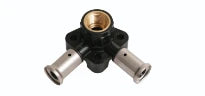 Henco PVDF à sertir culasse double 90° FF 16 x 1/2 F x 16 mm