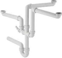 Geberit siphon 6/4 x 40 mm blanc polypropylène pour évier à 2 cuves et 1 déversoir