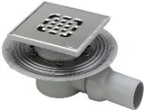 Viega Advantix siphon de sol - horizontal - avec bride de serrage - avec rehausse 150 x 150 - grille inox - garde d'eau 30 mm