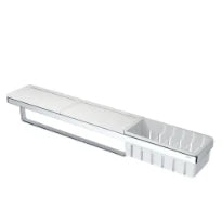 GEESA Frame Tablette avec porte-serviette et panier de douche intégrés Blanc / Chromé