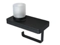 GEESA Frame Porte-rouleau de papier toilette avec tablette et support (lampe LED) Noir / Noir