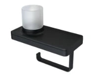 GEESA Frame Porte-rouleau de papier toilette avec tablette et support (lampe LED) Noir / Noir