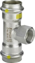 Viega Sanpress Gas Inox verloop T-stuk met binnendraad FFF 18 x 1/2 F x 18 mm