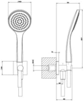 GESSI Emporio Shower Ensemble comprenant: sortie coudée murale, douchette anticalcaire et flexibles 1,50 m. Finox Brushed Nickel