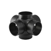 GEBERIT PE kogel T-stuk 4-dlg 88,5°/90° 75x75mm