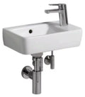 Geberit Renova Compact lave-mains asymétrique 400 x 250 mm - blanc KeraTect - avec trou de robinet droite - avec trop-plein