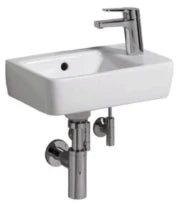 Geberit Renova Compact lave-mains asymétrique 400 x 250 mm - blanc KeraTect - avec trou de robinet droite - avec trop-plein