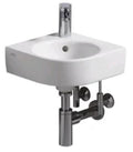 Geberit Renova Compact lave-mains d'angle 320 x 320 mm - blanc KeraTect - avec trou de robinet - avec trop-plein