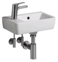 Geberit Renova Compact lave-mains asymétrique 400 x 250 mm - blanc KeraTect - avec trou de robinet gauche - avec trop-plein