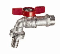 Giacomini robinet à bille double service MF 1/2 x 3/4 - nickelé - avec raccord pour tuyau d'arrosage