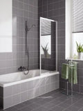 KERMI Vario 2000 badvouwwand li/re kunstgl 1-del 140x65.1-65.9cm zilver mat