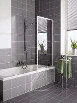 KERMI Vario 2000 badvouwwand li/re kunstgl 1-del 140x65.1-65.9cm zilver mat
