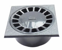 Nicoll PVC à coller siphon de sol 150 x 150 x 88 mm - sortie verticale 50-40 mm - gris clair - garde d'eau 17 mm