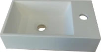 Procasa Thiny lave-mains 400 x 220 mm - blanc mat - solid surface - avec trou de robinet droite - sans trop-plein