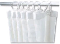 RIDEAU TUB DE DOUCHE DELABIE 120 - 200 ! blanc . Rideau de douche, pour couper + 8 mousquetons