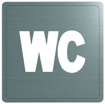 DELABIE pictogram  "WC" gesatineerd 125x125 mm mat rvs