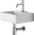 Conima Mini Delta ensemble lave-mains 340 x 285 x 100 mm - blanc - avec trou de robinet - sans trop-plein - avec robinetterie chromé - avec siphon - avec bouchon - avec fixation