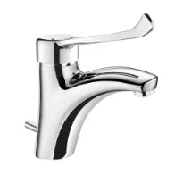 MELANGEUR DE LAVABO DELABIE SECURITHERM chromé . avec vidage-levier hygiénique 150mm