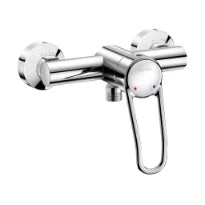 MELANGEUR DE DOUCHE MONO-COMMANDE DELABIE chromé nu avec raccords excentrés (cartouche à equil. press)