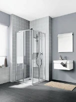 Kermi Cada XS E2L entrée d'angle demi-porte gauche 900 x 2000 mm - réglage 875-900 mm - verre de sécurité ESG clair clean - profilé: argent poli