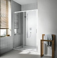 Kermi Cada XS G2R porte coulissante 1200 x 2000 mm - réglage 1160-1210 mm - SIHG ESG clair clean 2 parties avec partie fixe droite - profilé: argent poli