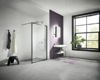 Kermi Walk-In XD WW4 Walk-in paroi de douche 1200 x 2000 mm - reglable de 1180-1200 mm - SWS ESG transparante Clean - profil noir soft