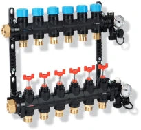 Henco UFH MDK composite collecteur prémonté avec débitmètre (0-3 l) 4/4 - 8 x EK3/4 - noir