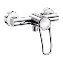MELANGEUR DE DOUCHE MONO-COMMANDE DELABIE chromé nu avec raccords excentrés (cartouche à equil. press)